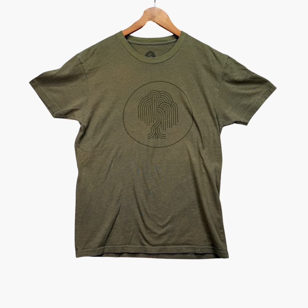 Men's Wohven Tree Hiking Outdoors Green Hippy Willow Print Art T-Shirt sz S